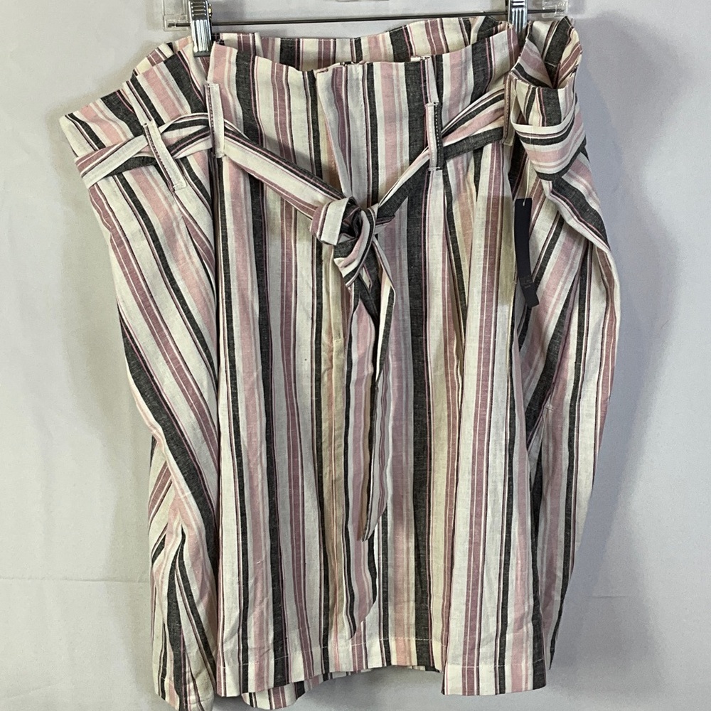 Rachel Roy Ania Linen Blend White and Pink Striped Mini Skirt Size 18W